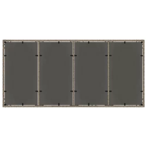 Szürke polyrattan üveglapos kerti asztal 190 x 90 x 75 cm