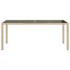 Bézs polyrattan üveglapos kerti asztal 190 x 90 x 75 cm