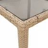 Bézs polyrattan üveglapos kerti asztal 190 x 90 x 75 cm