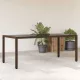 Barna polyrattan üveglapos kerti asztal 190 x 90 x 75 cm