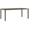 Barna polyrattan üveglapos kerti asztal 190 x 90 x 75 cm