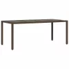Barna polyrattan üveglapos kerti asztal 190 x 90 x 75 cm