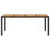 Fekete polyrattan kerti asztal akácfa lappal 190 x 90 x 75 cm