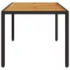 Fekete polyrattan kerti asztal akácfa lappal 190 x 90 x 75 cm