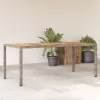 Szürke polyrattan kerti asztal akácfa lappal 190 x 90 x 75 cm