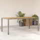 Szürke polyrattan kerti asztal akácfa lappal 190 x 90 x 75 cm