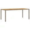 Szürke polyrattan kerti asztal akácfa lappal 190 x 90 x 75 cm