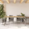 Szürke polyrattan kerti asztal akácfa lappal 190 x 90 x 75 cm