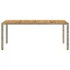 Szürke polyrattan kerti asztal akácfa lappal 190 x 90 x 75 cm