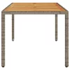 Szürke polyrattan kerti asztal akácfa lappal 190 x 90 x 75 cm
