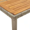 Szürke polyrattan kerti asztal akácfa lappal 190 x 90 x 75 cm