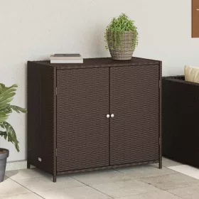 Barna polyrattan kerti tárolószekrény 83x45x76 cm