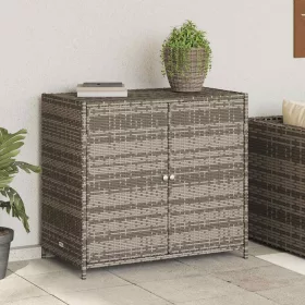 Szürke polyrattan kerti tárolószekrény 83x45x76 cm