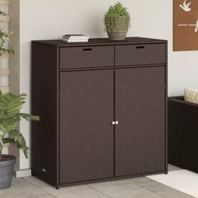 Barna polyrattan kerti tárolószekrény 105 x 55 x 113 cm