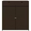 Barna polyrattan kerti tárolószekrény 105 x 55 x 113 cm