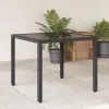 Fekete polyrattan üveglapos kerti asztal 90 x 90 x 75 cm