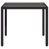 Fekete polyrattan üveglapos kerti asztal 90 x 90 x 75 cm