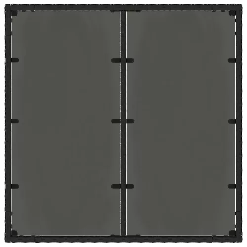 Fekete polyrattan üveglapos kerti asztal 90 x 90 x 75 cm