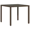 Barna polyrattan üveglapos kerti asztal 90 x 90 x 75 cm
