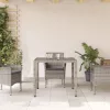 Szürke polyrattan üveglapos kerti asztal 90 x 90 x 75 cm