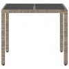 Szürke polyrattan üveglapos kerti asztal 90 x 90 x 75 cm