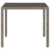 Szürke polyrattan üveglapos kerti asztal 90 x 90 x 75 cm