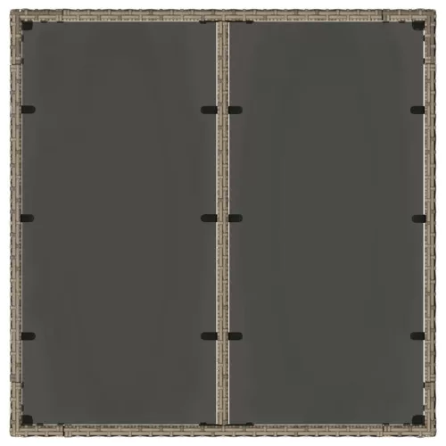 Szürke polyrattan üveglapos kerti asztal 90 x 90 x 75 cm