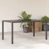 Fekete polyrattan üveglapos kerti asztal 150 x 90 x 75 cm