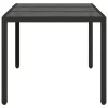 Fekete polyrattan üveglapos kerti asztal 150 x 90 x 75 cm