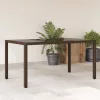 Barna polyrattan üveglapos kerti asztal 150 x 90 x 75 cm