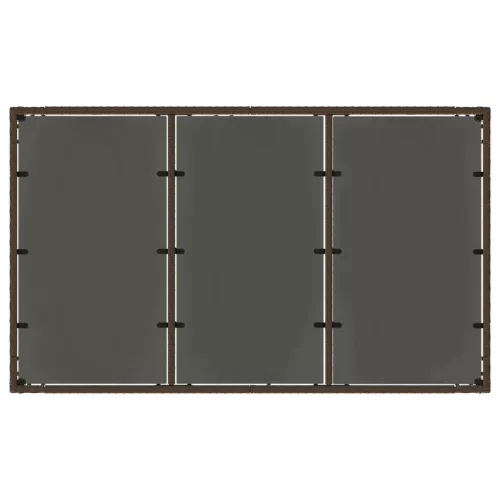 Barna polyrattan üveglapos kerti asztal 150 x 90 x 75 cm