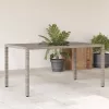 Szürke polyrattan üveglapos kerti asztal 150 x 90 x 75 cm