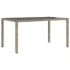 Szürke polyrattan üveglapos kerti asztal 150 x 90 x 75 cm