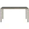 Szürke polyrattan üveglapos kerti asztal 150 x 90 x 75 cm