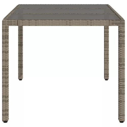 Szürke polyrattan üveglapos kerti asztal 150 x 90 x 75 cm