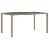 Szürke polyrattan üveglapos kerti asztal 150 x 90 x 75 cm