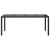 Fekete polyrattan üveglapos kerti asztal 190 x 90 x 75 cm