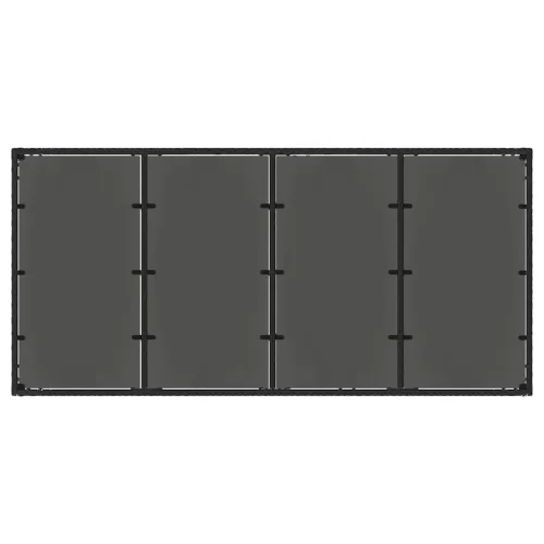 Fekete polyrattan üveglapos kerti asztal 190 x 90 x 75 cm