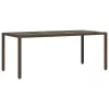 Barna polyrattan üveglapos kerti asztal 190 x 90 x 75 cm