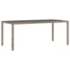 Szürke polyrattan üveglapos kerti asztal 190 x 90 x 75 cm