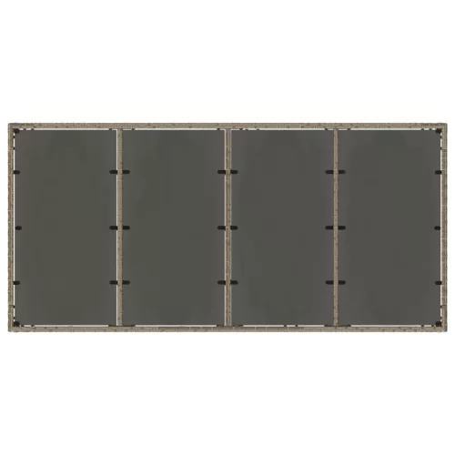 Szürke polyrattan üveglapos kerti asztal 190 x 90 x 75 cm