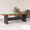 Fekete polyrattan kerti asztal akácfa lappal 240 x 90 x 75 cm