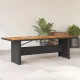 Fekete polyrattan kerti asztal akácfa lappal 240 x 90 x 75 cm