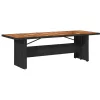 Fekete polyrattan kerti asztal akácfa lappal 240 x 90 x 75 cm