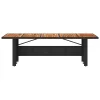 Fekete polyrattan kerti asztal akácfa lappal 240 x 90 x 75 cm