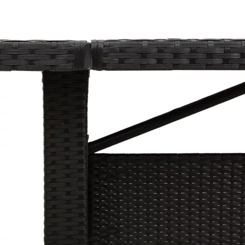 Fekete polyrattan kerti asztal akácfa lappal 240 x 90 x 75 cm
