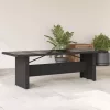 Fekete polyrattan üveglapos kerti asztal 240 x 90 x 75 cm