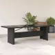 Fekete polyrattan üveglapos kerti asztal 240 x 90 x 75 cm