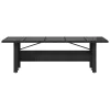 Fekete polyrattan üveglapos kerti asztal 240 x 90 x 75 cm