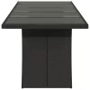 Fekete polyrattan üveglapos kerti asztal 240 x 90 x 75 cm